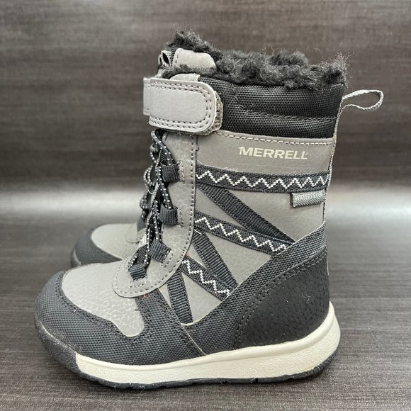 Merrell Snow Crush 2.0 Waterproof Boots Youth Toddler Kids Size 6 Black Shoes - Picture 4 of 10